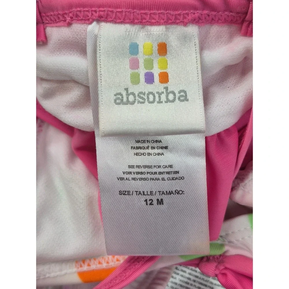 Absorba Swimsuit Girls‎ 12M Pink New Polka Dot Ruffle Bikini Two-Piece Set